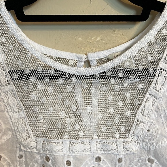 Est. 1946 Eyelet Pullover Top Lace Cape Sleeve White Round Neck XL - Picture 4 of 10